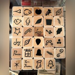 Wooden Holiday Stamp Set- 29 stamps